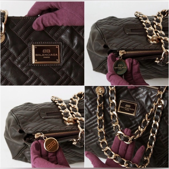 Beautiful!! Balenciaga Dark Brown Quilted Shoulder Bag - Picture 5 of 6